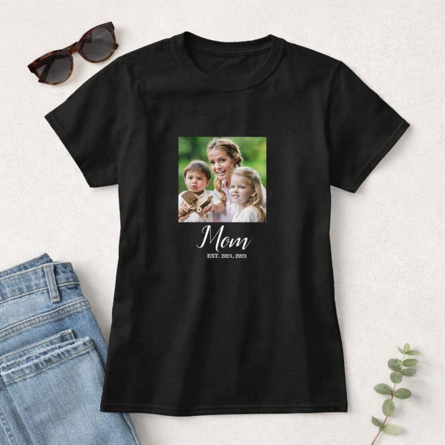 Mom Established Script Photo T-Shirt (Creator Uploaded)
