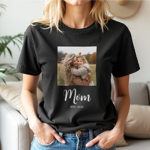 Mom Established Script Text Photo T-Shirt