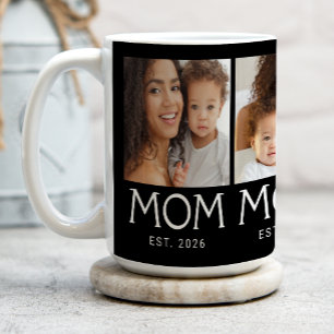 Mom Established Typography Black 3 Photo Coffee Mug