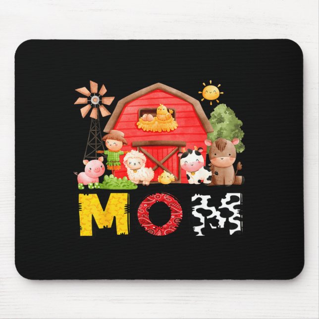 Mom Farm Cow Birthday Boy Matching Family Matching Mouse Pad (Front)