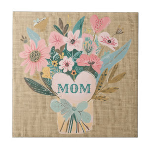 Mom Flower Bouquet Ceramic Tile