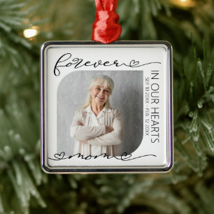 Mom Forever In Our Hearts Memorial Christmas Metal Ornament