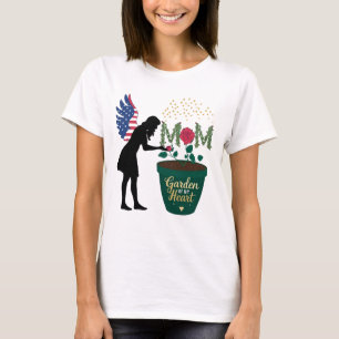 Mom – Garden of My Heart Floral Angel Design T-Shirt