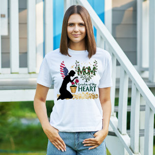 Mom – Garden of My Heart Floral Angel Design T-Shirt