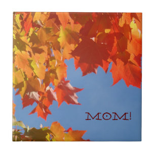 MOM gifts Colourful Bright Autumn Leaves Tile art