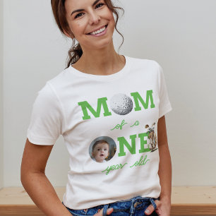 Mom Golf First Birthday Photo Personalized T-Shirt