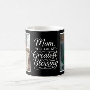 Mom Greatest Blessing Heartfelt 2 Photo Black Coffee Mug