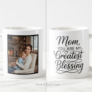 Mom Greatest Blessing Heartfelt Easy Custom Photo Coffee Mug