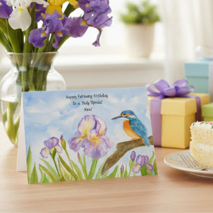 Mom Happy February Birthday Kingfisher Card