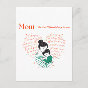 Mom Heart Love Typography Motherhood Art Holiday Postcard
