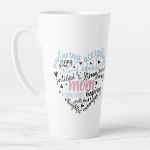 Mom Heart Loving Caring Sweet Gentle  Latte Mug