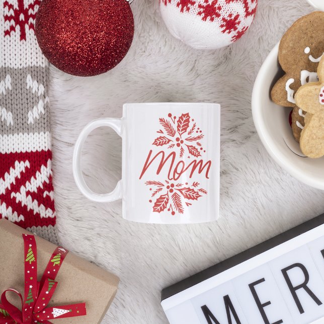 Mom Holly Berry Red Holiday Coffee Mug (Creator Uploaded)