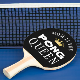 MOM IS THE PONG QUEEN Personalised Editable Black Ping Pong Paddle