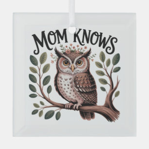 Mom Knows Glass Tree Decoration