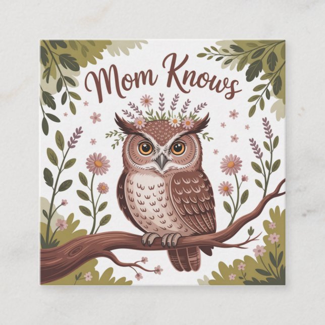 Mom Knows Square Business Card (Front)