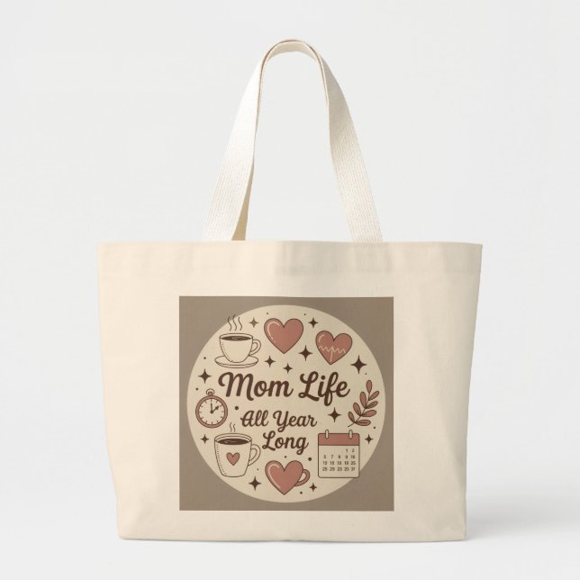 Mom life all year long large tote bag (Front)