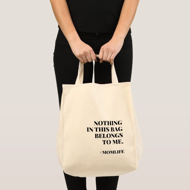 Mom Life | Fun Slogan Modern Minimalist Motherhood Tote Bag (Front (Product))