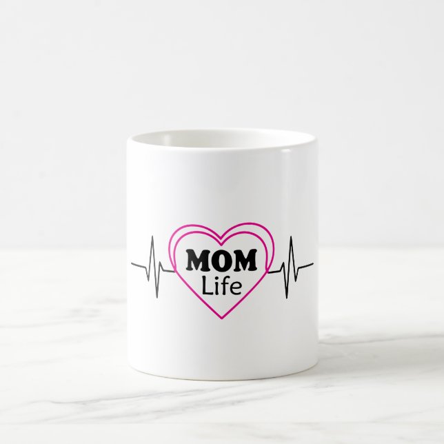 Mom Life Heartbeat Artwork Coffee Mug (Center)
