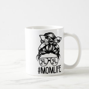 Mom Life Hockey Mothers Day Messy Bun Coffee Mug