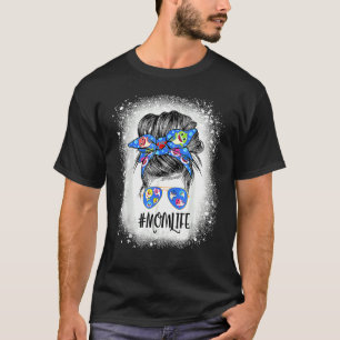 Mom Life Messy Bun Bleached Shark Mommy Mother's D T-Shirt