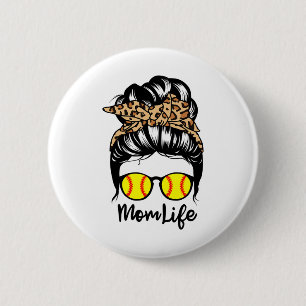 Mom Life Messy Bun Hair Funny Softll Player Mom 6 Cm Round Badge