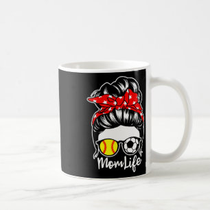 Mom Life Messy Bun Hair Soccer Softll Player Mom Coffee Mug