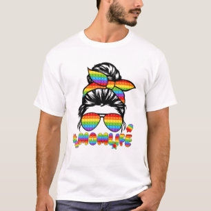 Mom Life Messy Bun Pop It Sunglasses T-Shirt