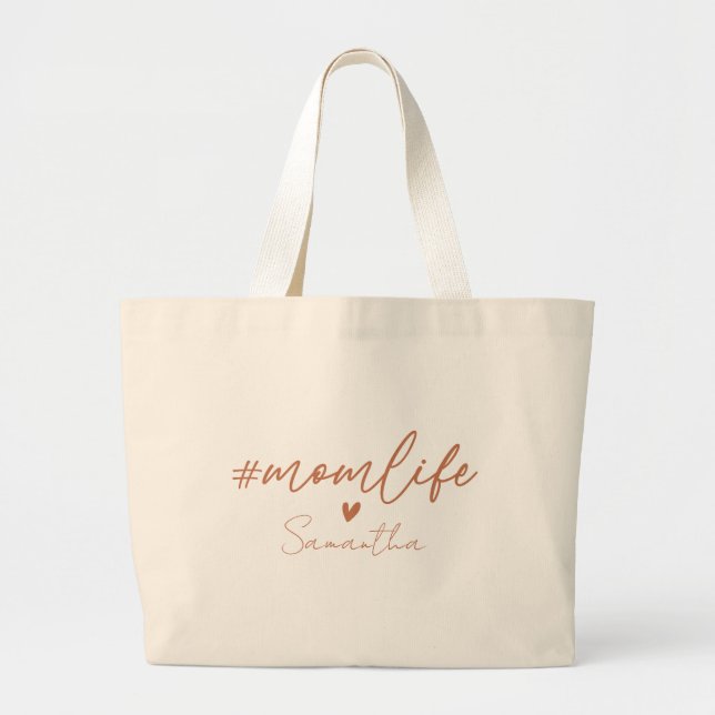 Mom Life - Rustic Charm Design Large Tote Bag (Front)