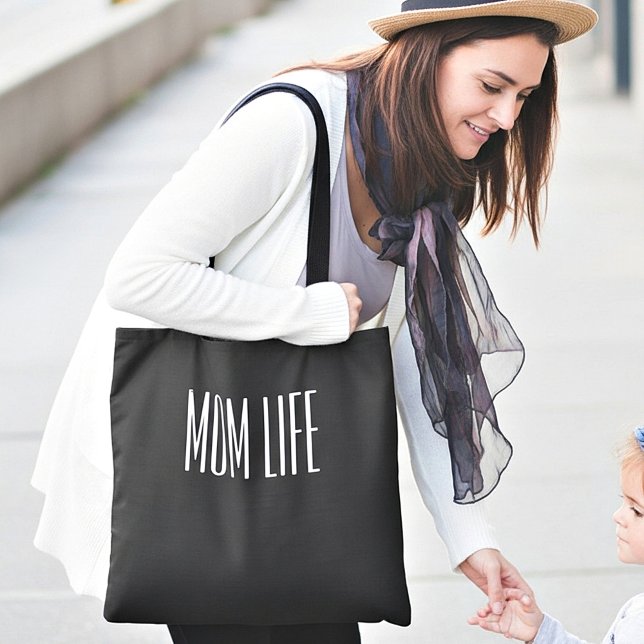 "MOM LIFE" simple text custom Tote Bag (Creator Uploaded)