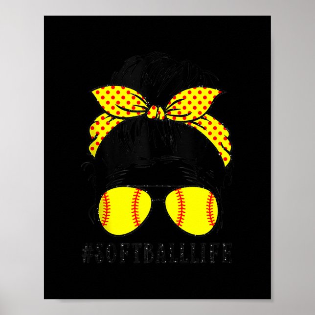 Mom Life Softball Baseball Mom Mothers Day Messy Poster (Front)