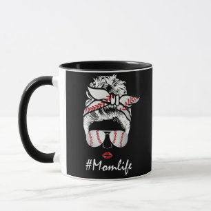 Mom Life Softball Baseball Mothers Day Messy Bun Mug