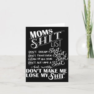 Mom List Momlife Funny Mom Mothers Day  Card