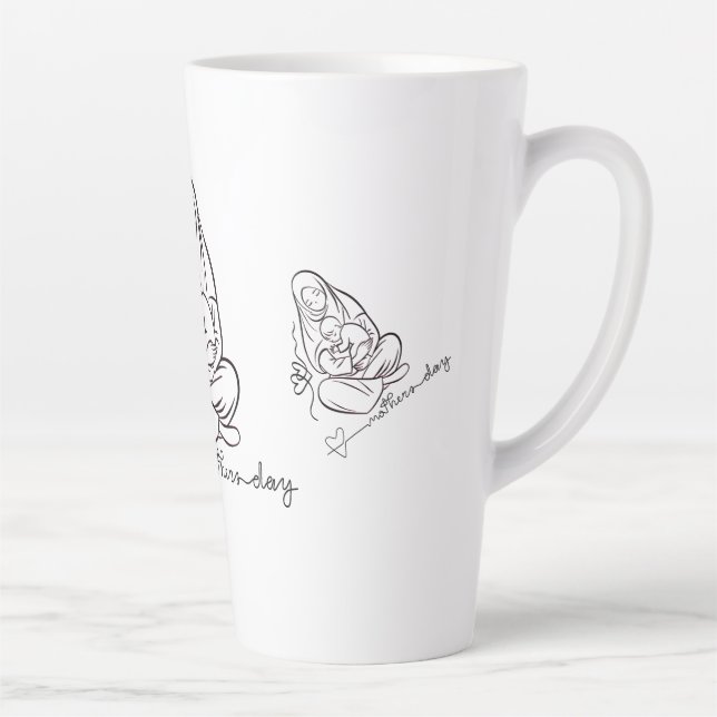 Mom Love T-shirt Beautiful Design Latte Mug (Right)
