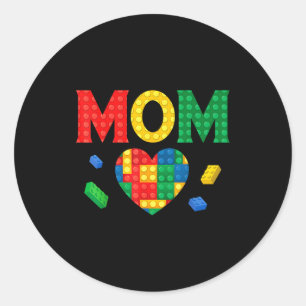 Mom lover master builder building bricks blocks classic round sticker