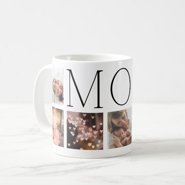 MOM modern elegant text Multi 7 Photo Coffee Mug (Front Left)