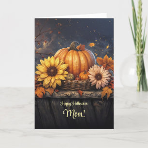 Mom Mother Happy Halloween with Pretty Flowers  Card