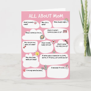 MOM Mother's Birthday Day Questionnaire Card