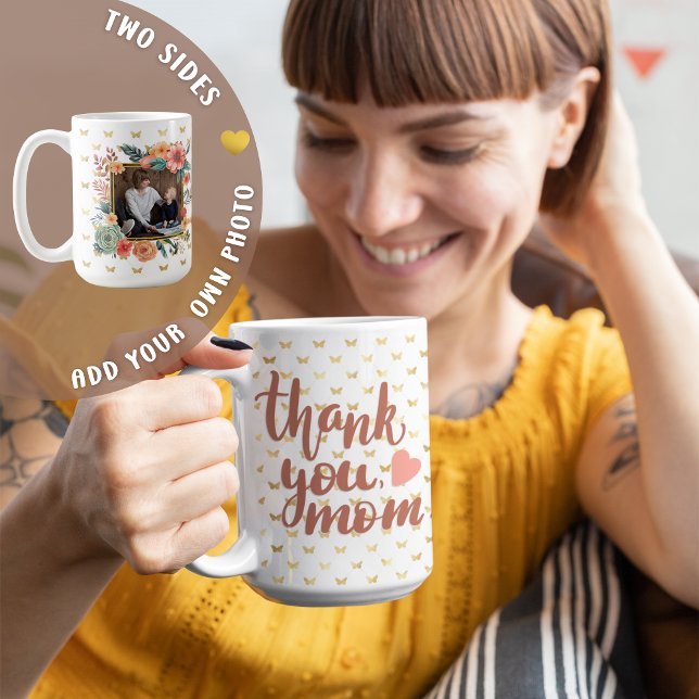 MOM Mothers day Gift Floral Photo Personalised Coffee Mug (Creator Uploaded)