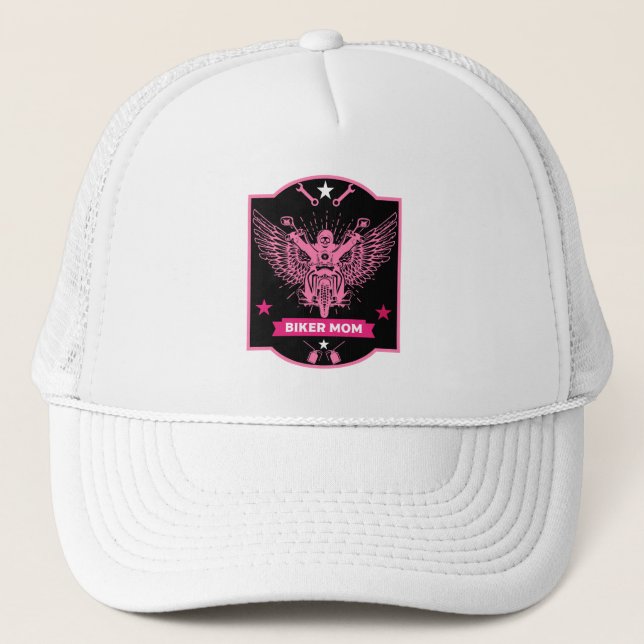 Mom Motorbike Rider Trucker Hat (Front)