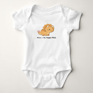 Mom = My Happy Place – Cute Baby Triceratops Illus Bodysuit