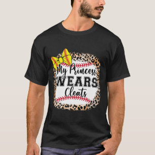 Mom My Princess Wears Cleats Softll Bow Teen Girl T-Shirt