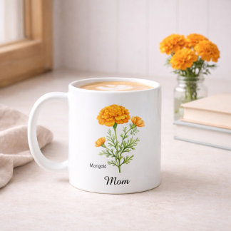 Mom October Birth Flower Marigold Coffee Mug
