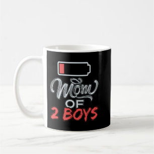 Mom of 2 Boys Funny Mommy Low Battery Coffee Mug