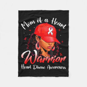 Mom Of A Heart Warrior Black Women Heart Disease A Fleece Blanket