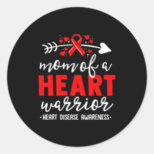 Mom Of A Heart Warrior Chd Heart Disease Awareness Classic Round Sticker