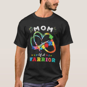 Mom Of A Warrior Autism Awareness Love Puzzle Tie  T-Shirt
