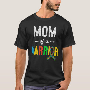 Mom Of A Warrior Family Mom World Autism Awareness T-Shirt
