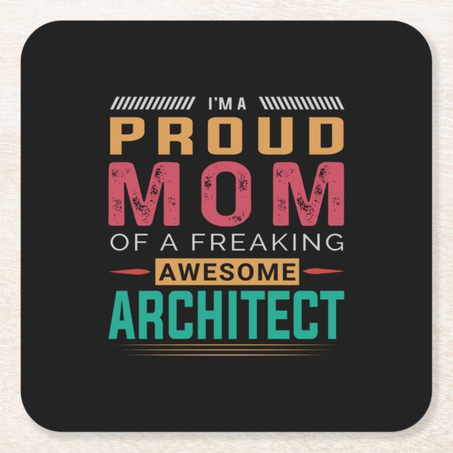 Mom Of Awesome Architect Square Paper Coaster (Front)