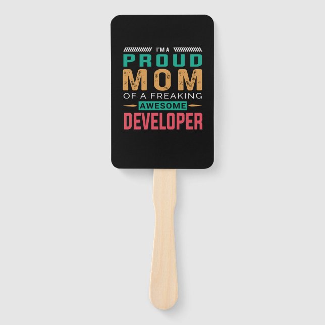 Mom Of Awesome Developer Hand Fan (Front)