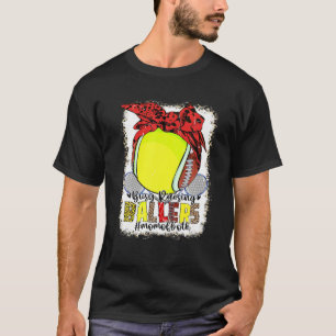Mom Of Both Football Tennis Busy Raising Ballers M T-Shirt